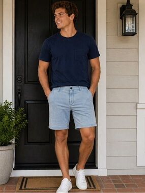RVCA Light Blue Denim Jean Shorts for Men